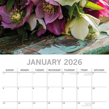 Floral Collection 2026 Square Wall Calendar 16 Months Flower Plants Planner Gift