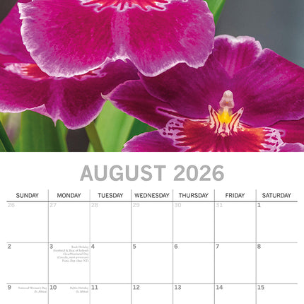 Orchids - 2026 Square Wall Calendar 16 Month Floral Flower Planner New Year Gift