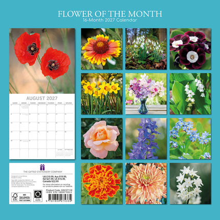 Flower of the Month 2027 Premium Square Wall Calendar back cover
