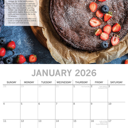 Baking - 2026 Square Wall Calendar 16 Month Food Planner Christmas New Year Gift