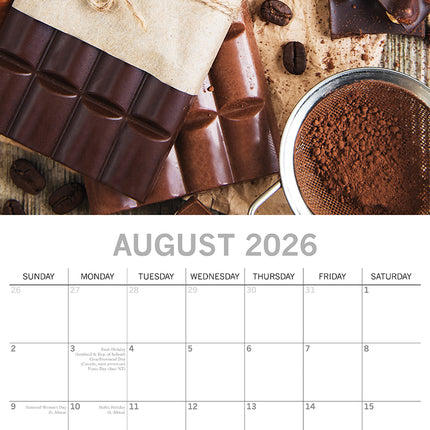 Chocolate - 2026 Square Wall Calendar 16 Months Food Planner Home Kitchen Gift