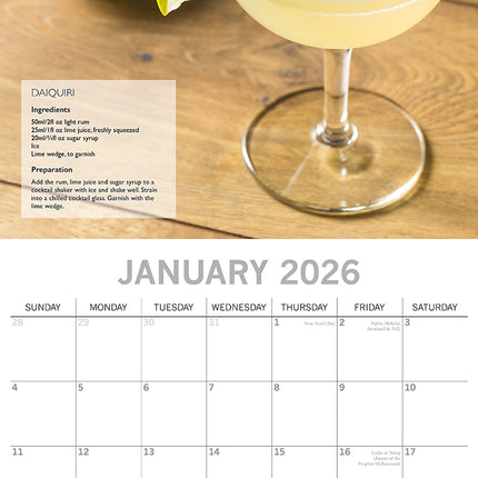 Cocktails - 2026 Square Wall Calendar 16 Months Wine Drink Planner New Year Gift