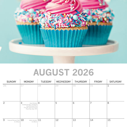 Cupcakes 2026 Square Wall Calendar 16 Month Food Planner Christmas New Year Gift