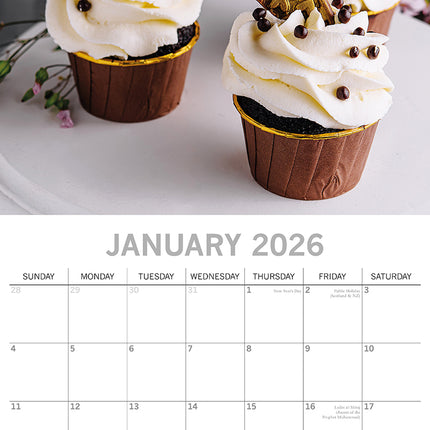 Cupcakes 2026 Square Wall Calendar 16 Month Food Planner Christmas New Year Gift