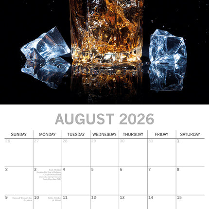 Whisky - 2026 Square Wall Calendar 16 Month Food Planner Christmas New Year Gift