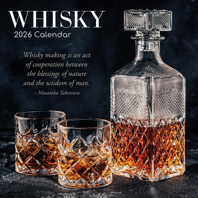 Whisky - 2026 Square Wall Calendar 16 Month Food Planner Christmas New Year Gift