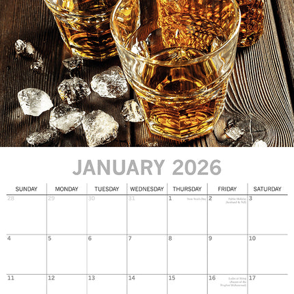 Whisky - 2026 Square Wall Calendar 16 Month Food Planner Christmas New Year Gift