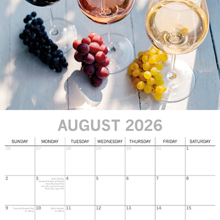 Wine - 2026 Square Wall Calendar 16 Months Food Planner Christmas New Year Gift