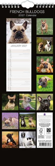 French Bulldogs 2027 Premium Slim Wall Calendar back cover