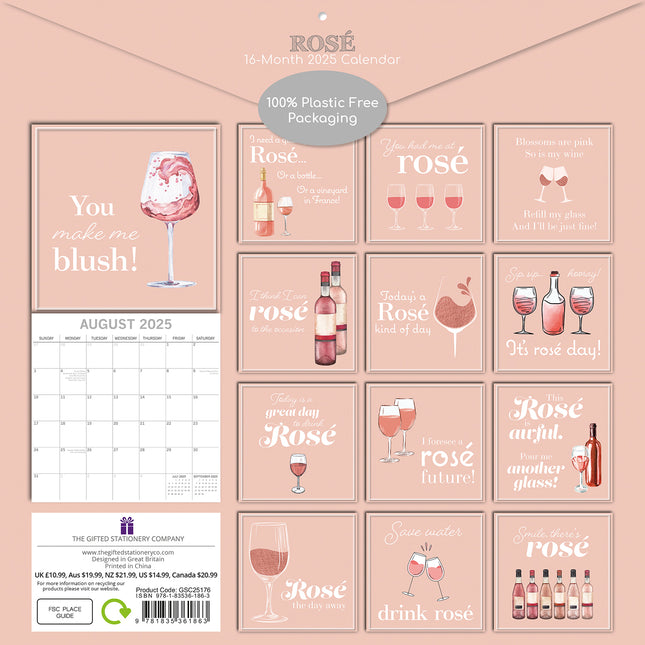 Rose虂 2025 Square Wall Calendar 16 Month Premium Planner Christmas New Year Gift