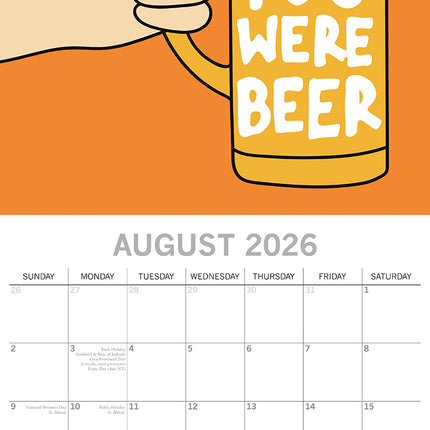 Beer - 2026 Square Wall Calendar 16 Months Funny Planner Christmas New Year Gift
