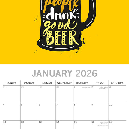 Beer - 2026 Square Wall Calendar 16 Months Funny Planner Christmas New Year Gift