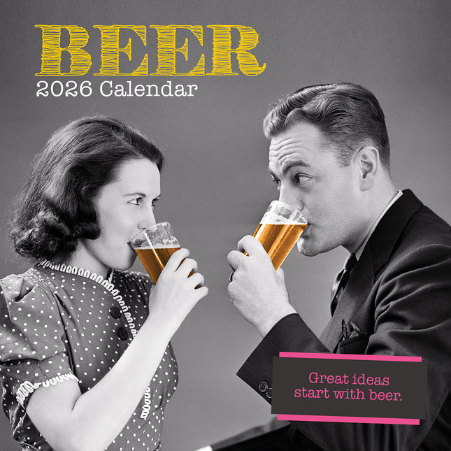 Beer Signs - 2026 Square Wall Calendar 16 Month Funny Planner Xmas New Year Gift
