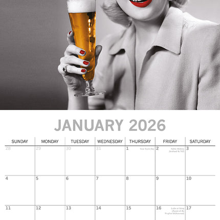 Beer Signs - 2026 Square Wall Calendar 16 Month Funny Planner Xmas New Year Gift
