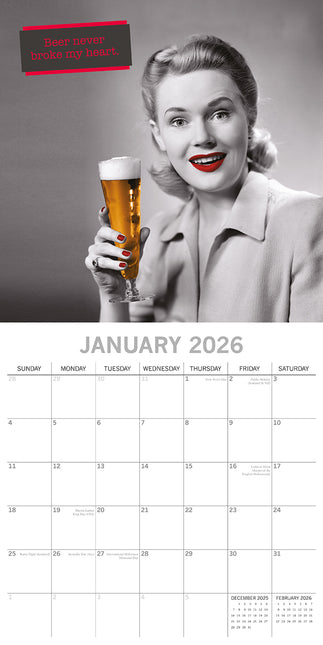Beer - 2026 Square Wall Calendar 16 Months Funny Planner Christmas New Year Gift