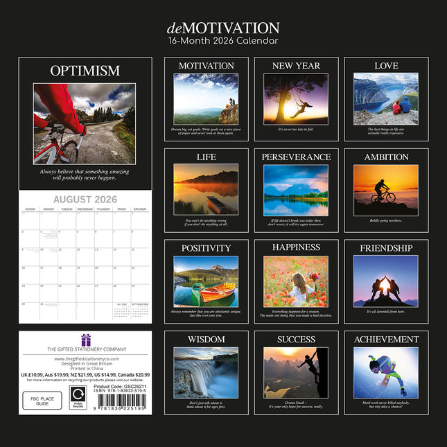 Demotivation - 2026 Square Wall Calendar 16 Months Funny Planner New Year Gift