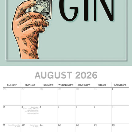 Gin - 2026 Square Wall Calendar 16 Months Funny Planner Christmas New Year Gift