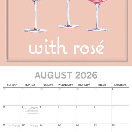 Rosé - 2026 Square Wall Calendar 16 Months Funny Planner Christmas New Year Gift