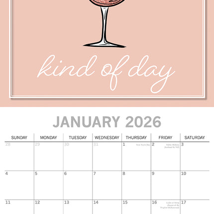 Rosé - 2026 Square Wall Calendar 16 Months Funny Planner Christmas New Year Gift