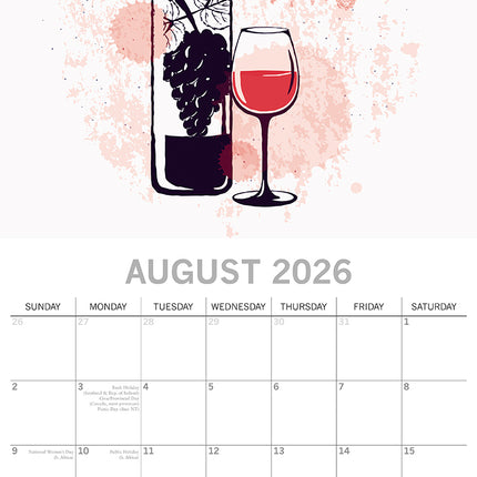 Wine Signs - 2026 Square Wall Calendar 16 Month Funny Planner Xmas New Year Gift