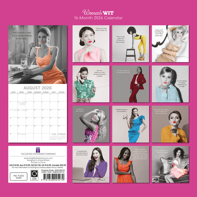 Women's Wit - 2026 Square Wall Calendar 16 Months Funny Planner New Year Gift