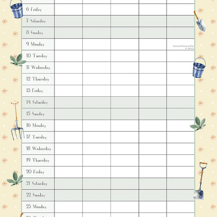 Garden Organiser 2027 Premium Square Wall Calendar August sample page