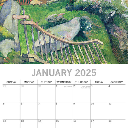 Gauguin - 2025 Square Wall Calendar Arts 16 Months Premium Planner Gift