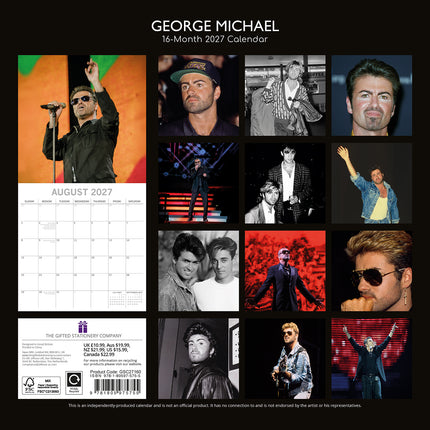 George Michael 2027 Premium Square Wall Calendar back cover