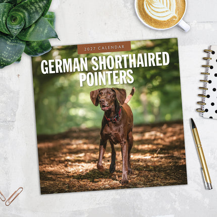 German Shorthaired Pointers 2027 square wall calendar - image detail