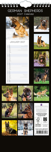 German Shepherds 2027 Premium Slim Wall Calendar back cover