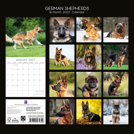 German Shepherds 2027 Premium Square Wall Calendar back cover