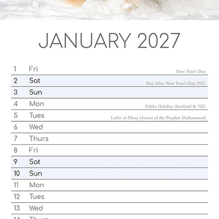 German Shepherds 2027 Premium Slim Wall Calendar January sample page
