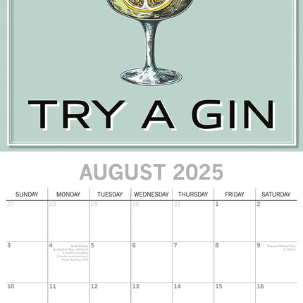 Gin - 2025 Square Wall Calendar 16-Month Premium Planner Christmas New Year Gift