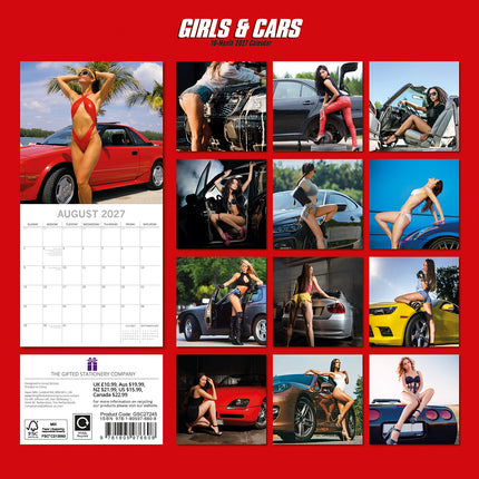 Girls & Cars 2027 Premium Square Wall Calendar back cover
