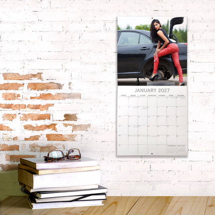 Girls & Cars 2027 Premium Square Wall Calendar lifestyle image