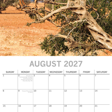Goats in Trees 2027 Square Wall Calendar August sample page