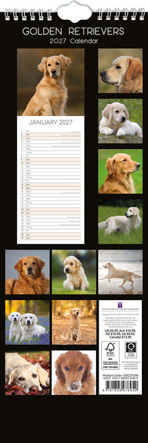 Golden Retrievers 2027 Premium Slim Wall Calendar back cover