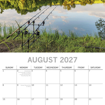 Gone Fishing 2027 Premium Square Wall Calendar August sample page