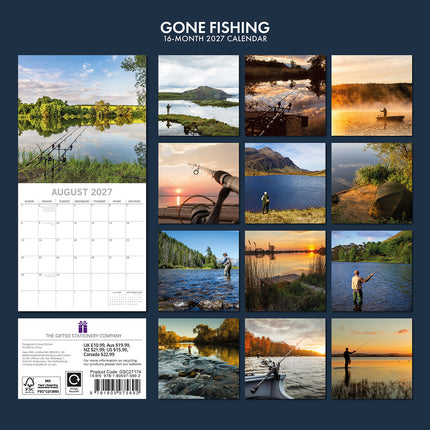 Gone Fishing 2027 Premium Square Wall Calendar back cover