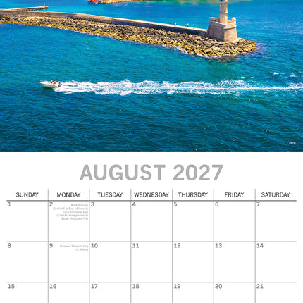 Greek Islands 2027 Premium Square Wall Calendar August sample page