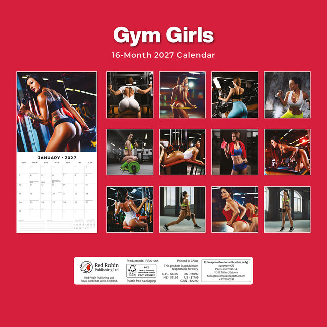 Gym Girls 2027 square wall calendar - back cover