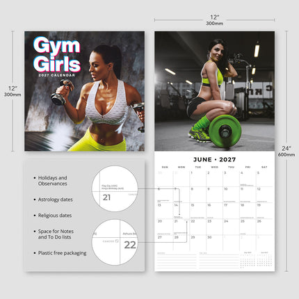 Gym Girls 2027 square wall calendar - product specifications