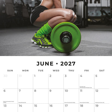 Gym Girls 2027 square wall calendar - monthly calendar spread