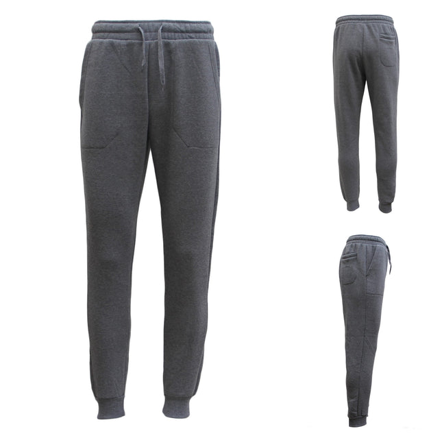 Mens Unisex Fleece Lined Sweat Track Pants Suit Casual Trackies Slim Cuff XS-4XL - Dark Grey