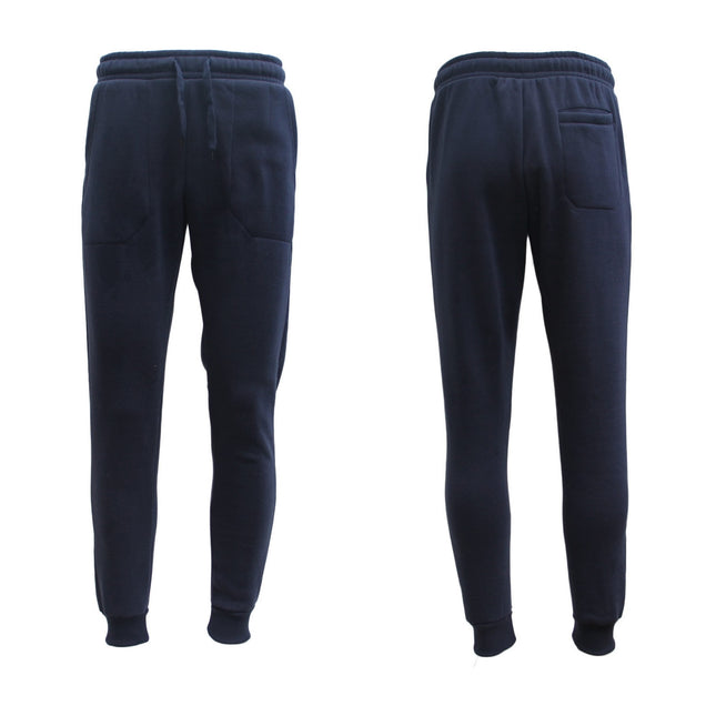 Mens Unisex Fleece Lined Sweat Track Pants Suit Casual Trackies Slim Cuff XS-4XL - Navy