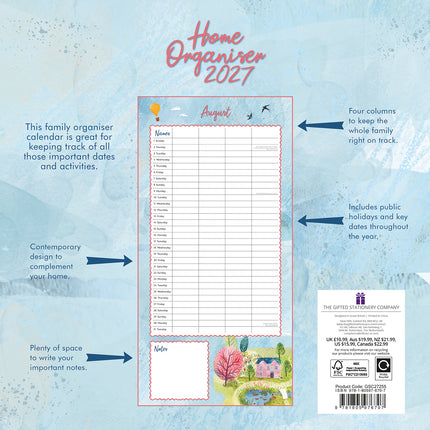 Country Life Home Organiser 2027 Premium Square Wall Calendar back cover