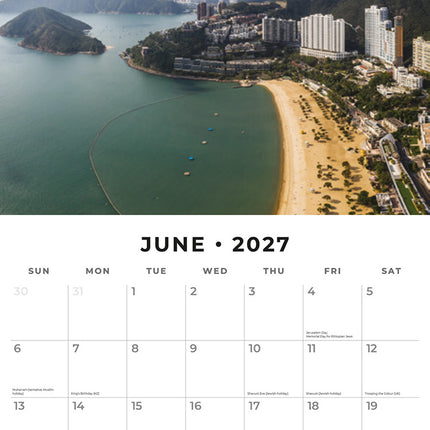 Hong Kong 2027 square wall calendar - monthly calendar spread