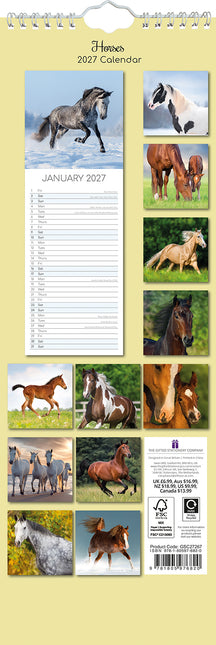 Horses 2027 Premium Slim Wall Calendar back cover