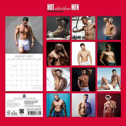 Hot Shirtless Men 2027 Premium Square Wall Calendar back cover