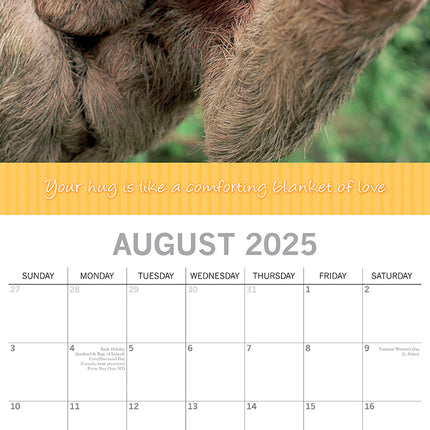 Hugs - 2025 Square Wall Calendar Pets Animals 16 Months Premium Planner Gift